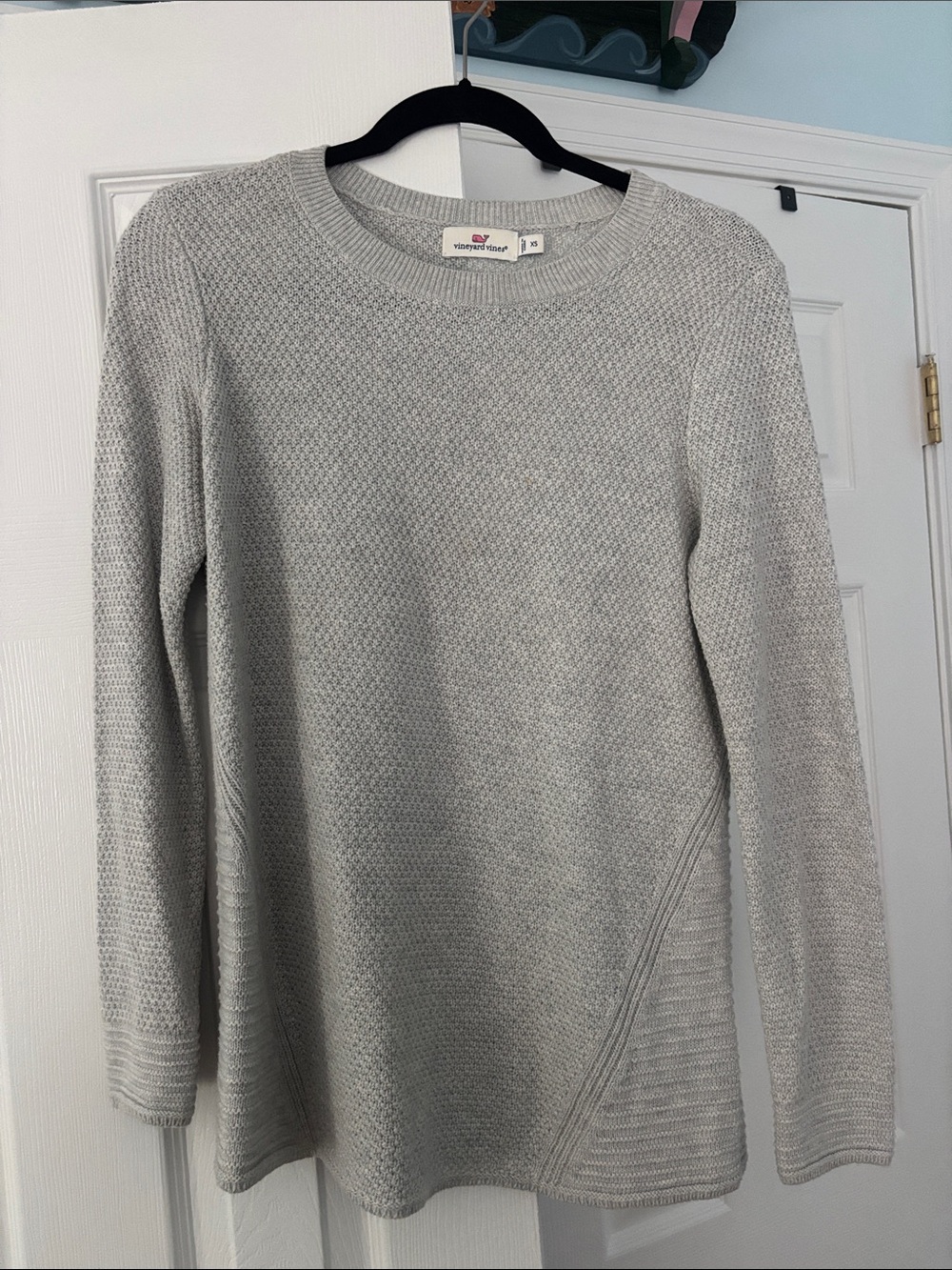 Vineyard Vines Light Heather Gray Textured Knit Crewneck Sweater